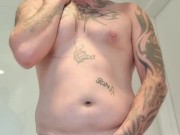 Strip tease to a hard dick and tence trembling up close cum..