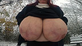 Maja meets Sunniva Part 154 - A Winter Walk in the Snow - Corsage Boobs Bouncing (Clip No 2942 - wmv version)