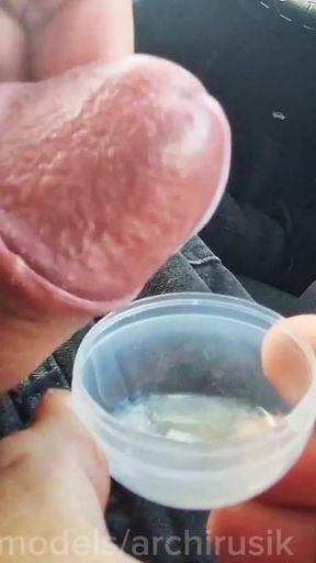 In a cruise on the highway, a stranger got into the car, jerking off on the highway, and pouring sperm into a glass   Clip 1