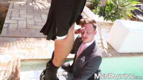 ”Outdoor raw breeding sesh with suited Damon Heart & Sir Peter”