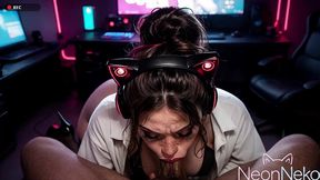this gamer girl sucks my cock for subs and begs to fuck her wet pussy [ai]