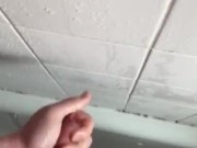 Having a hot steamy shower while wanking my wet cock with big cumshot