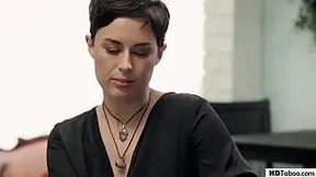 Seduced petite black woman in hot hotel room