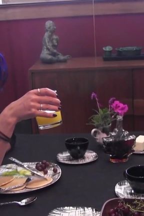 Whipping and fingering her little brunette toy