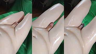 Pair of Oiled Feminine Legs Sweet Sissy Dick Masturbating Pretty Attractive