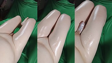 Pair of Oiled Feminine Legs Sweet Sissy Dick Masturbating Pretty Attractive