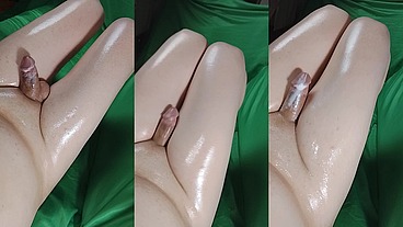 Pair of Oiled Feminine Legs Sweet Sissy Dick Masturbating Pretty Attractive