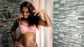 pinky bra panty try on haul and hard anal fuck