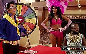 Swinger wife with a transexual face loves the swinging life