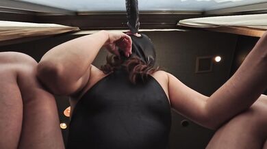 Instuctor Anko's leotard masked deep throat ride with monstrous dildo