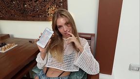 Stoned babe sucks and rides huge cock in horny bedroom session