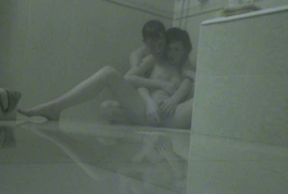 Dark-haired hussy Amy gets her snatch fingered in the bathroom
