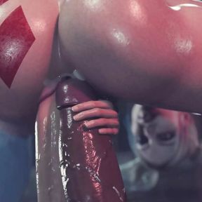 Harley Quinn&#039;s pussy stretched by double penetration. Joker wont be happy - 3D Animation