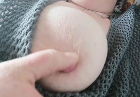 Nipple orgasm in fishnets