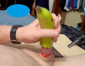Small penis fucking juicy banana with cumshot