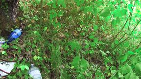 Young Sadist Whips an Old Pig Tied up in the Woods