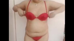 GET DRESS with me. Red lingerie. Body lotion. Thick Asian. Model Rebecca