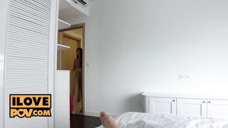 POV - A secret taboo blowjob from asian stepsis Vina Moon