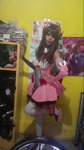 Magical girl cosplay trap cumshot destroyed on camera