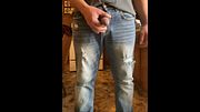 Taking a desperate full bladder piss in the kitchen with my penis dancing in between piss streams