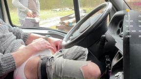 Daytime truck stop ,something caught his attention