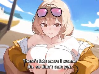 Golden-haired With Large Titties Crempied On The Beach