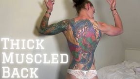 Thick Muscular Back in White Lingerie
