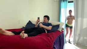 voyeur stepmom fucks stepson after catching him masturbating