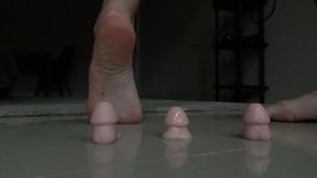 crush penises with a bare heel m