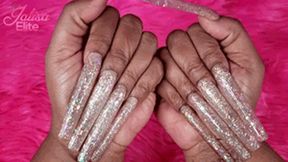 Extra Long Glitter Nails Close Up JOI