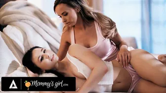 Stepmom and Stepdaughter Share Midnight Passion Before First Trip