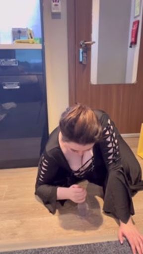 Busty Girl In Misstress of the Dark Halloween Costume Sucks and Bounces on Dildo to Moaning Orgasm