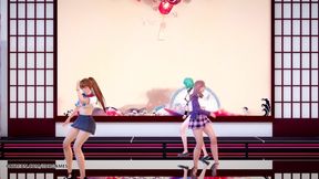 [MMD] Masked bitch sexy striptease Honoka, Katsumi, Tamaki. DOA hot dance