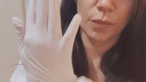 sucking on latex gloves