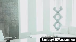 Curvy bimbos massage and bang a lucky guy hard and sweet