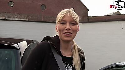 German street casting with a blonde slut