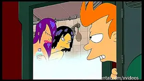 Leela Seduces Fry and Bender in a Hot Sci-Fi Shower Encounter