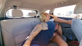danny northwood gives cindy too much a blowjob in the back of a taxi in miami.