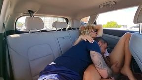 danny northwood gives cindy too much a blowjob in the back of a taxi in miami.