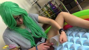 Transexual girl pissing and dringking own pee