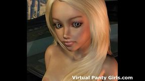 3D Cyberpunk Hottie Teases in Panties for Hardcore Blowjob Fun