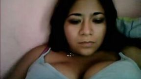 Sexy Latina temptress showed me her big pillowy tits on webcam