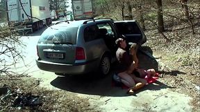 FUCK WITH PUBLIC IN THE STREET. Scene-2,   (This couple doesn'_t cut a hair to fuck next to a service station where truckers park with their trucks. Sex in public)