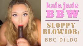 BBW: Sloppy BBC Dildo Blowjob with Eye Contact