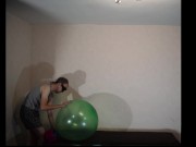 Blowing up Balloon and cum in it