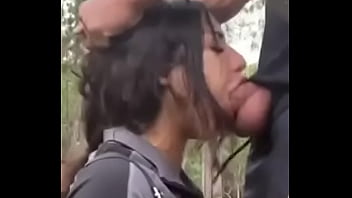 Outdoors teen mouthfuck