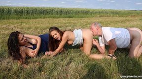 Impressive outdoor doggy style fuck with hot Lucka Petite and Andrea Wet