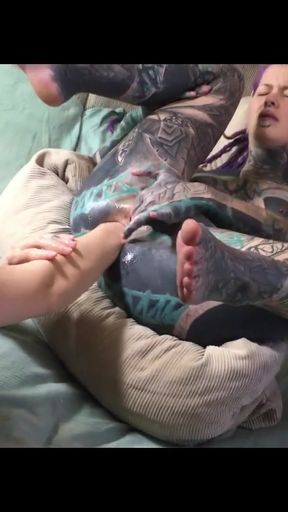 Dreadlocks &amp; Tattoos: Quick Latex Anal Fisting &amp; Solo Play   Clip 1