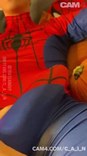 Sexy Spiderman Cums a Huge Web | CAM4 Male