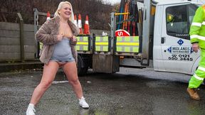 Public pissing and flashing with a hot blonde girlfriend Tanya Lixx